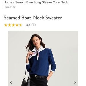J. Jill Navy Seamed Boat-Neck Sweater